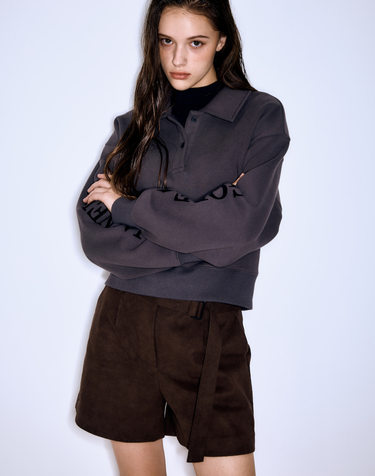 BJC belted f/w short pants - Premium Faux Suede