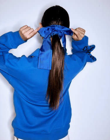 BJC silk hair ribbon - Blue