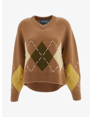 [해외직구] 26 FW arch4 Sloane argyle intarsia V neck sweater KNJP24271CHINCHILLAARGYLE TP459402325