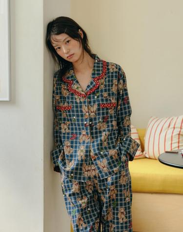 포근베어 긴팔 여성페어 딥블루 (21수)