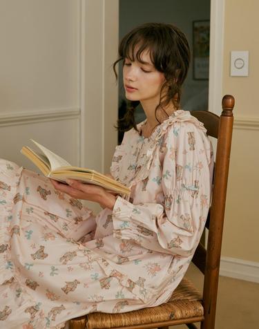 릴리베어 긴팔 원피스 연피치 (30수)