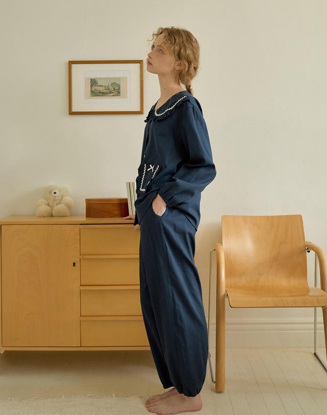울랄라 무크 긴팔 여성페어 네이비 (30수) 착용컷