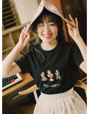 플러키티 선셋 위듀 스톤 프린트 반팔 티셔츠 블랙 [유니섹스]