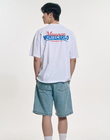 스포티 모나코 오버핏 티셔츠_화이트