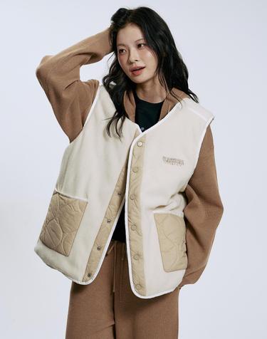 코지 리버시블 플리스 패딩 베스트_베이지