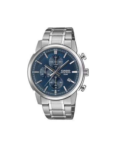 카시오 MTP-E510D-2A2 터콰이즈 크로노그래프 아날로그 남성 메탈 시계