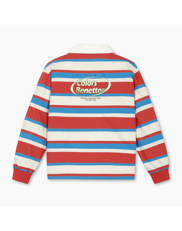 베네통키즈 [Online Exclusive] 스트라이프 티셔츠_QATS06611RD 착용컷