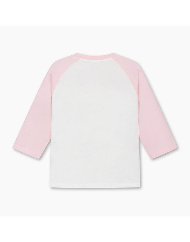 베네통키즈 [Online Exclusive] 배색 래글런 티셔츠_QATS05611PK 착용컷