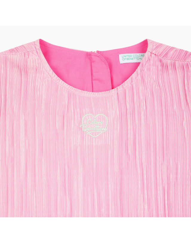 베네통키즈 [Online Exclusive] 보드레 플레어 블라우스_QAWS04631PK 착용컷