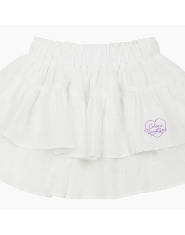 베네통키즈 [Online Exclusive] 썸머 티어드 스커트 팬츠_QASP03631WH 착용컷