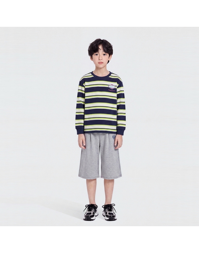 베네통키즈 [Online Exclusive] 스트라이프 티셔츠_QATS03641NY 착용컷