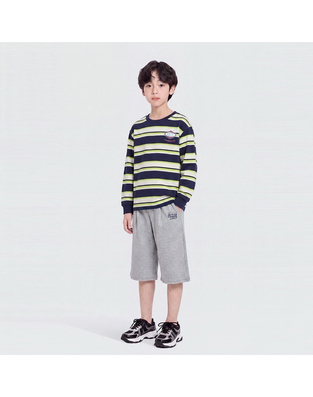 베네통키즈 [Online Exclusive] 스트라이프 티셔츠_QATS03641NY 착용컷