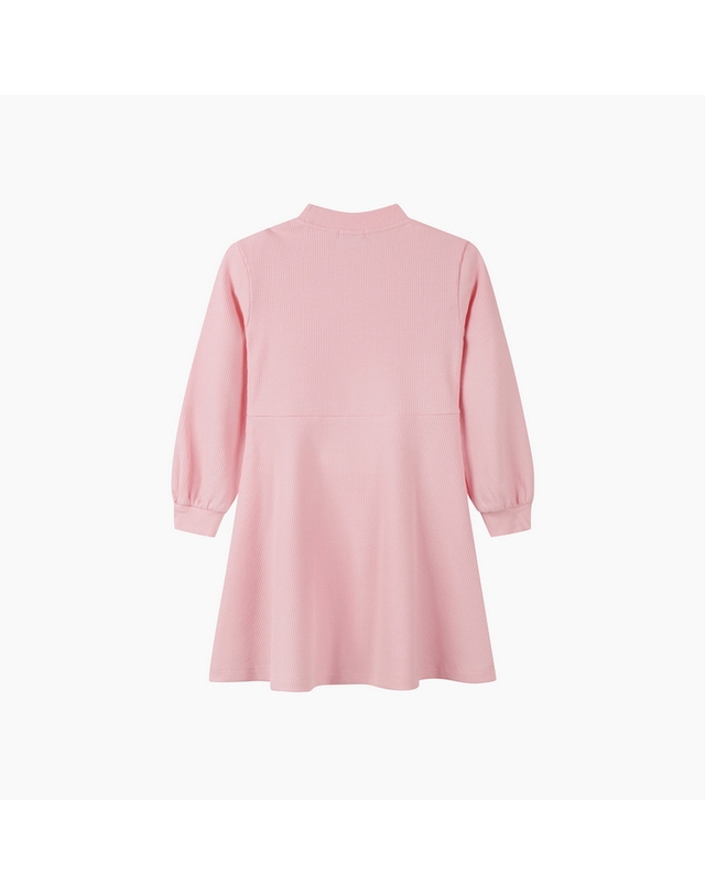 베네통키즈 [Online Exclusive] 래빗 플레어 와플 원피스_QAOP02641PK 착용컷