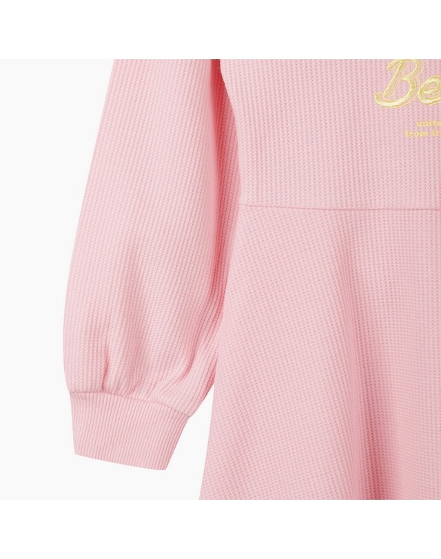 베네통키즈 [Online Exclusive] 래빗 플레어 와플 원피스_QAOP02641PK 착용컷