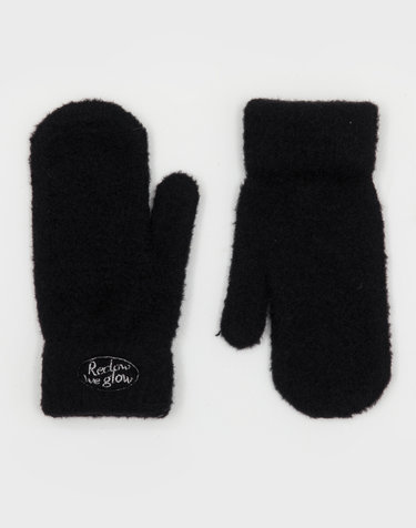 FLUFFY LOGO MITTEN GLOVE BLACK