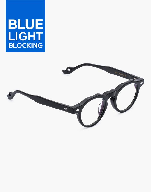 리끌로우 아세테이트 NIA 블루라이트 안경 BLACK 착용컷