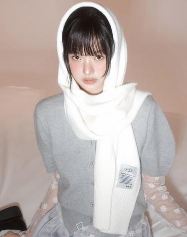 울터치 니트 머플러 아이보리