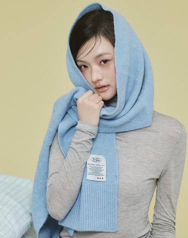 울터치 니트 머플러 스카이블루