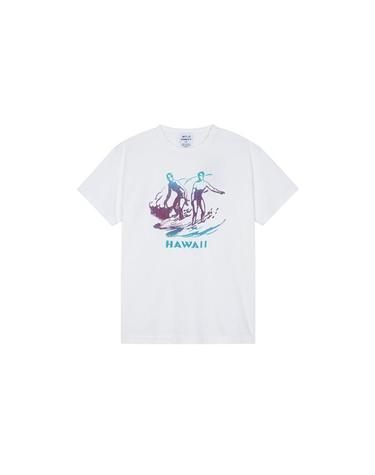 와일드동키 남녀공용 T-HAWAII 반팔티셔츠 화이트 T-HAWAII-WD018