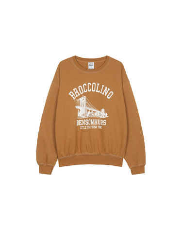 와일드동키 남녀공용 BROCCOLINO 크루넥 맨투맨 다이드 머스타드 FG-BROCCOLINO