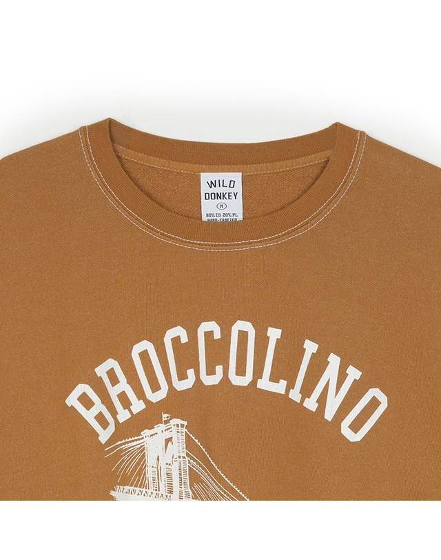 와일드 동키 와일드동키 남녀공용 BROCCOLINO 크루넥 맨투맨 다이드 머스타드 FG-BROCCOLINO 착용컷