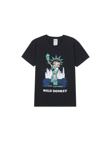 와일드동키 남여공용 BETTY LIBERTY 티셔츠 블랙 WDCOTS03-019