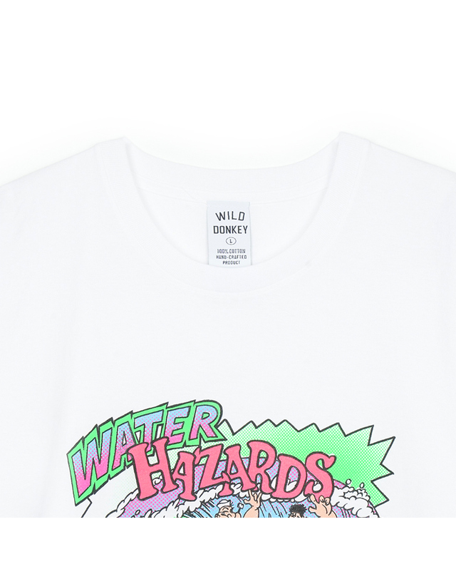 와일드 동키 와일드동키 남여공용 HAZARDS 티셔츠 화이트 WDCOTS03-003 흰색 착용컷