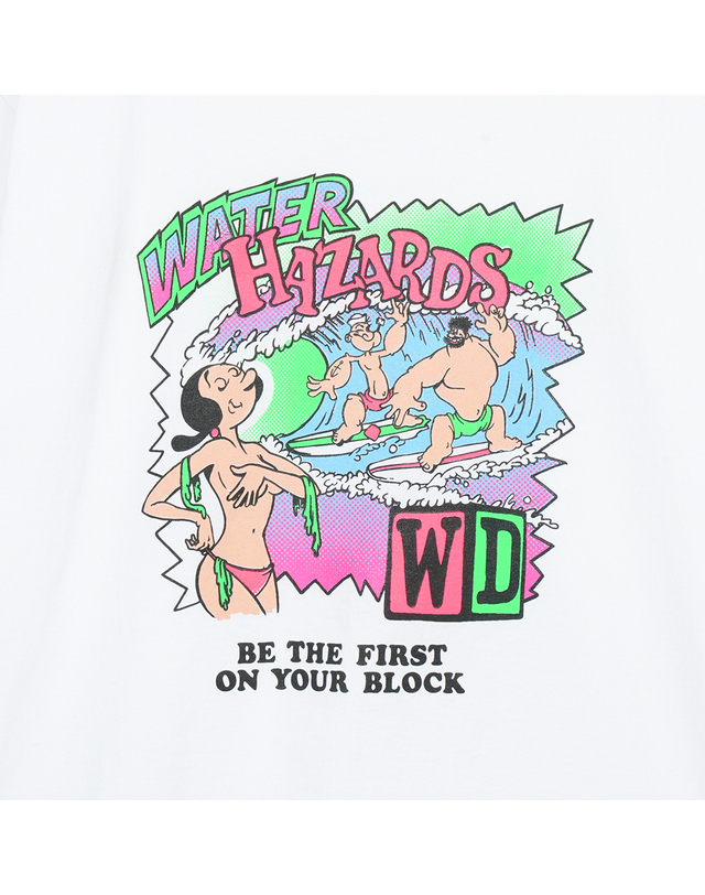 와일드 동키 와일드동키 남여공용 HAZARDS 티셔츠 화이트 WDCOTS03-003 흰색 착용컷