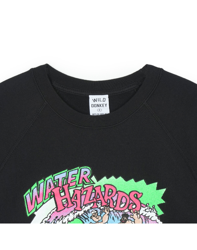 와일드 동키 와일드동키 남여공용 HAZARDS RAGLAN 맨투맨 블랙 WDCOFR01-007 착용컷