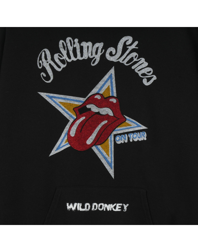 와일드 동키 와일드동키 남여공용 ROLLINGSTONES 후드티 블랙 WDFW26FC01-710 착용컷