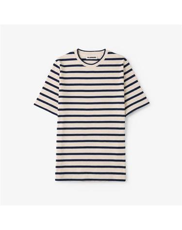 질샌더 로고 패치 스트라이프 여성 반팔 티셔츠 J40GC0111 J46497 124