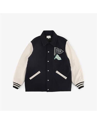 메종키츠네 바시티 울 펠트 오버사이즈 테디 자켓 LM02109WM0023 P476
