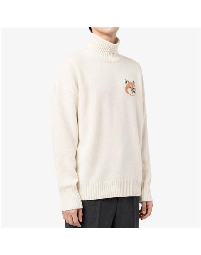 메종 키츠네 메종키츠네 폭스 헤드 인타르시아 남녀공용 하이넥 니트 JM00560KT1063 P700 착용컷