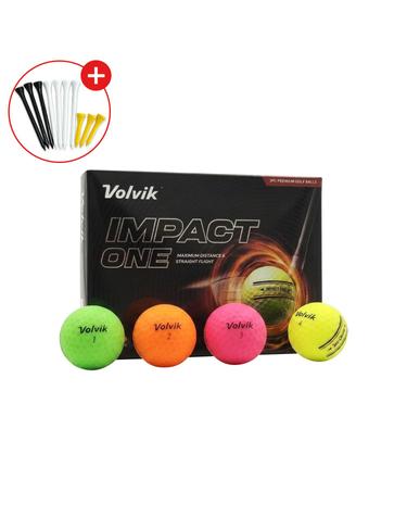 증정 [볼빅정품] IMPACT ONE  골프공 3피스 퍼팅라인 고반발 비거리 골프볼 1더즌 12구 (컬러) GF