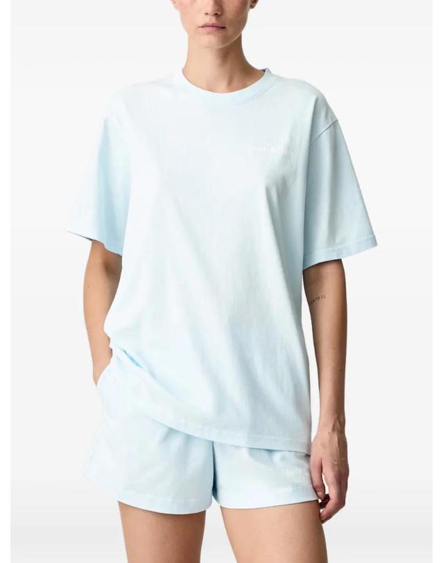 스포티앤리치 [해외직구] 26 FW 스포티앤리치 로고 프린트 티셔츠 TO11974300BL146 TP459217049 착용컷