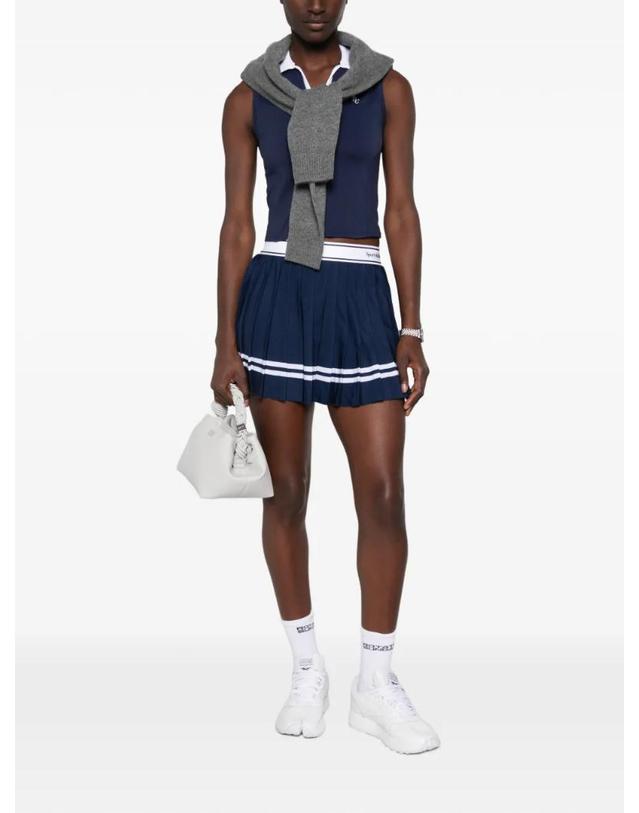 스포티앤리치 [해외직구] 26 FW 스포티앤리치 pleated striped trim tennis mini skirt SK005810300BL TP459140898 착용컷