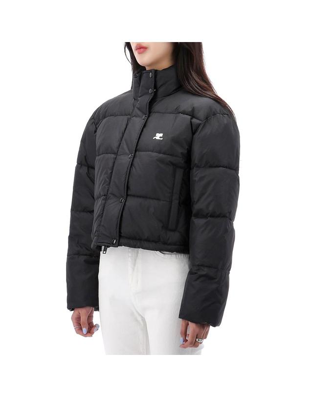 꾸레쥬 꾸레쥬 로고 자수 크롭 패딩 323CMA106PL0112 BLACK 착용컷