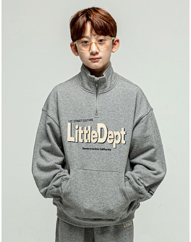 로고 하프 집업 맨투맨 Grey