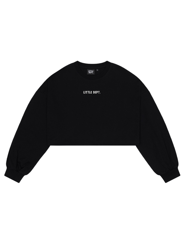 리틀뎁 리틀 스트링 크롭 티셔츠 Black 착용컷