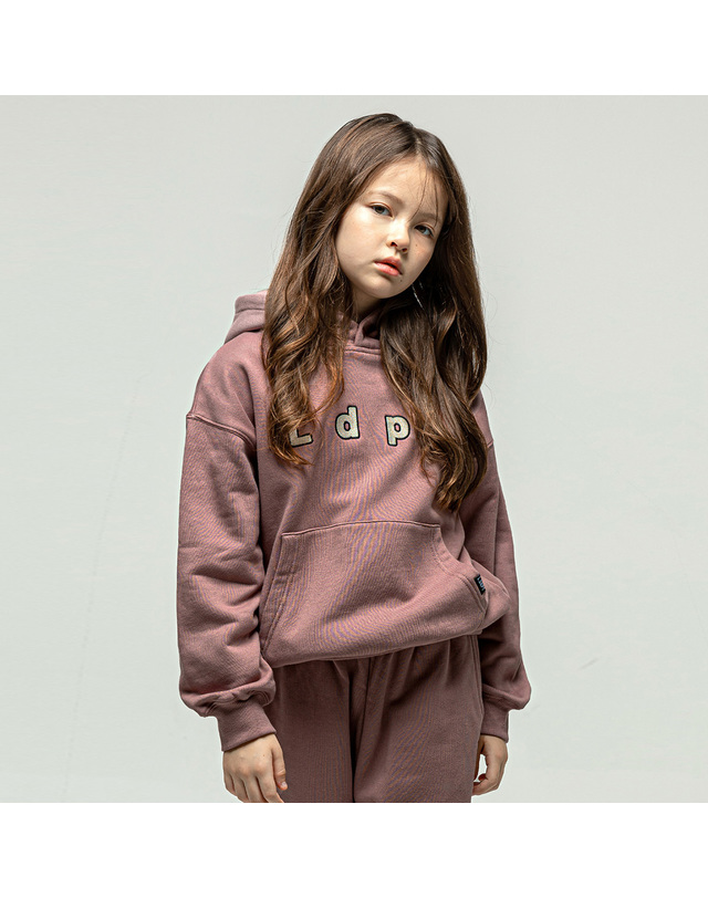 리틀뎁 LDPT 자수 로고 후드 티셔츠 Pink 착용컷
