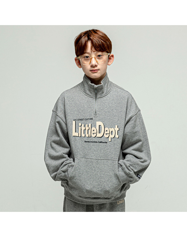 리틀뎁 로고 하프 집업 맨투맨 Grey 착용컷