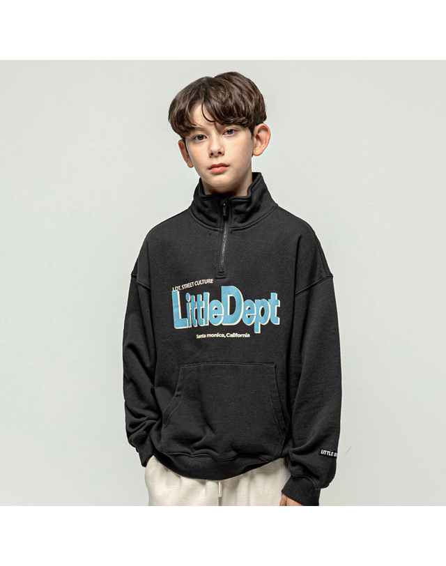 리틀뎁 로고 하프 집업 맨투맨 DGrey 착용컷