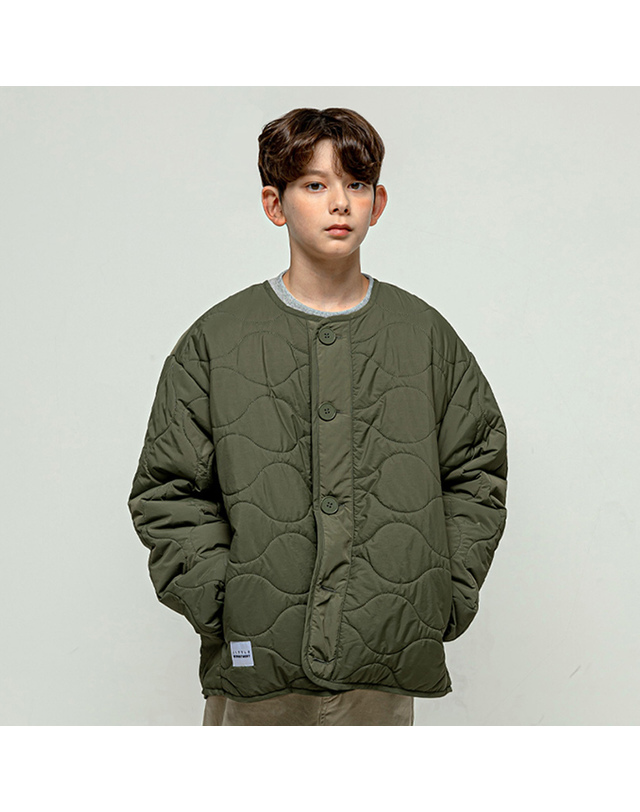 리틀뎁 심플 라이트 퀼팅 자켓 Khaki 착용컷