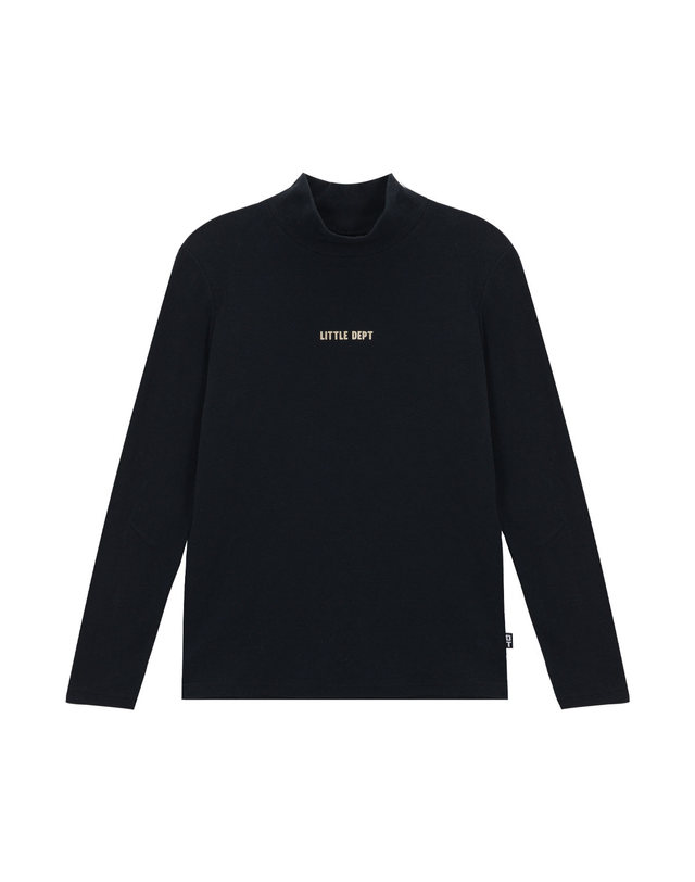 리틀뎁 슬림 하프넥 티셔츠 Black 착용컷