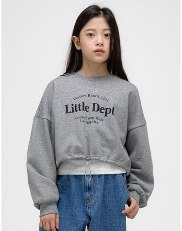 로고 포인트 크롭 맨투맨 Grey