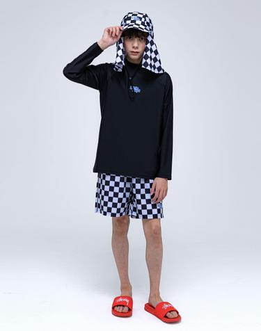 체커보드 래쉬가드 세트 Black