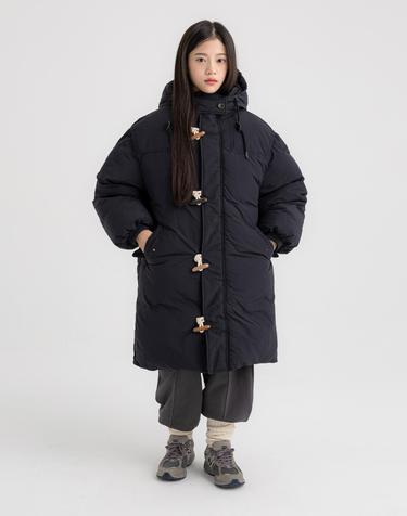 더플 롱 후드 패딩 점퍼 Black