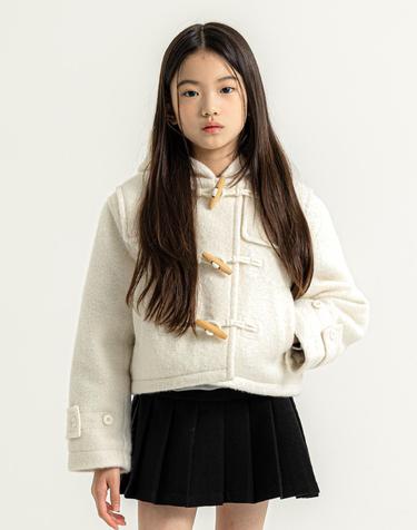 후드 숏 더플 코트 Ivory