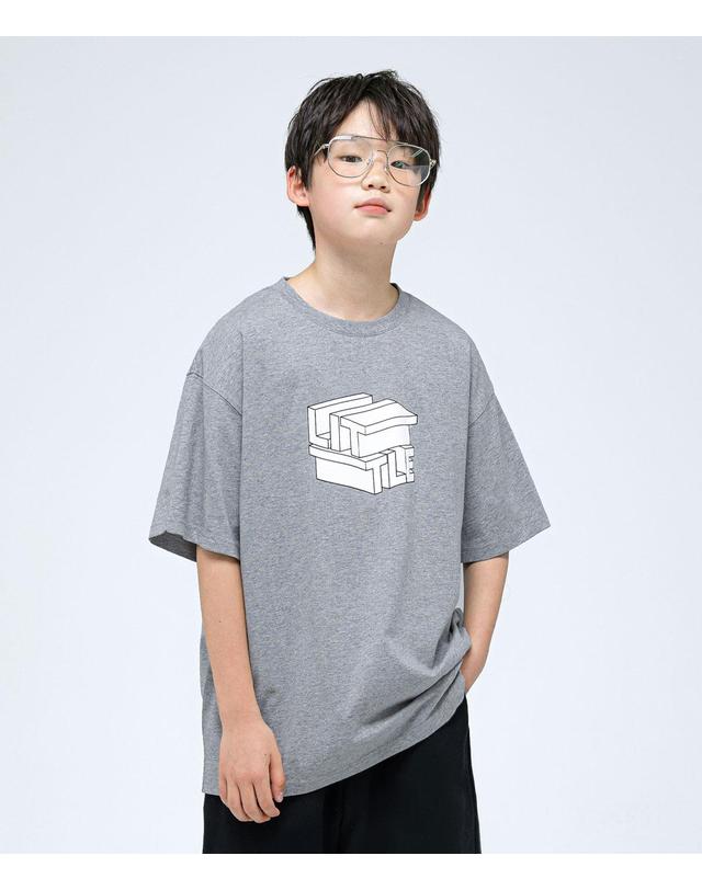 리틀뎁 세그먼트 로고 티셔츠 Grey 착용컷