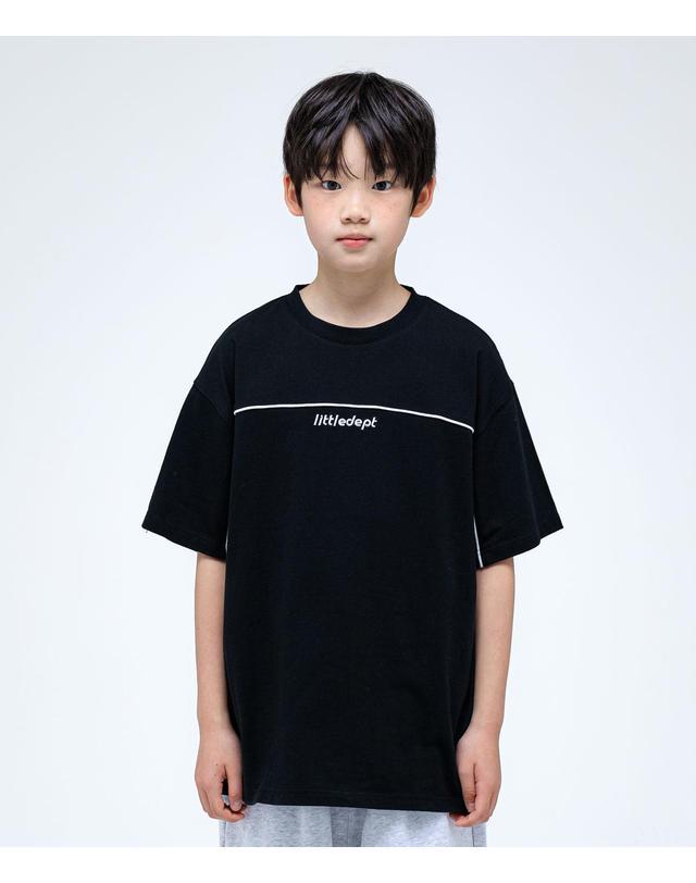리틀뎁 스티치 파이핑 티셔츠 Black 착용컷
